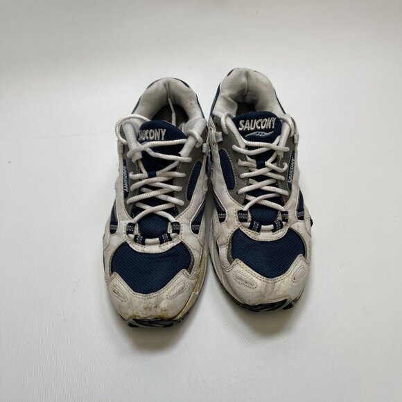 Y2K VTG Saucony Chunky Dad Sneakers Running Shoes Retro White / Blue Wom 8 Read - Picture 5 of 16